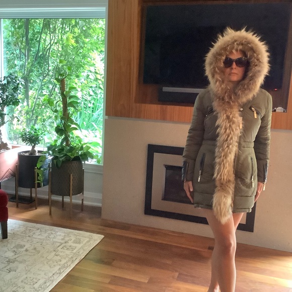 RELISH Women parka JACKET COAT S/XS REAL FINN RACOON,REAL LEATHER  TRIM - Picture 15 of 15